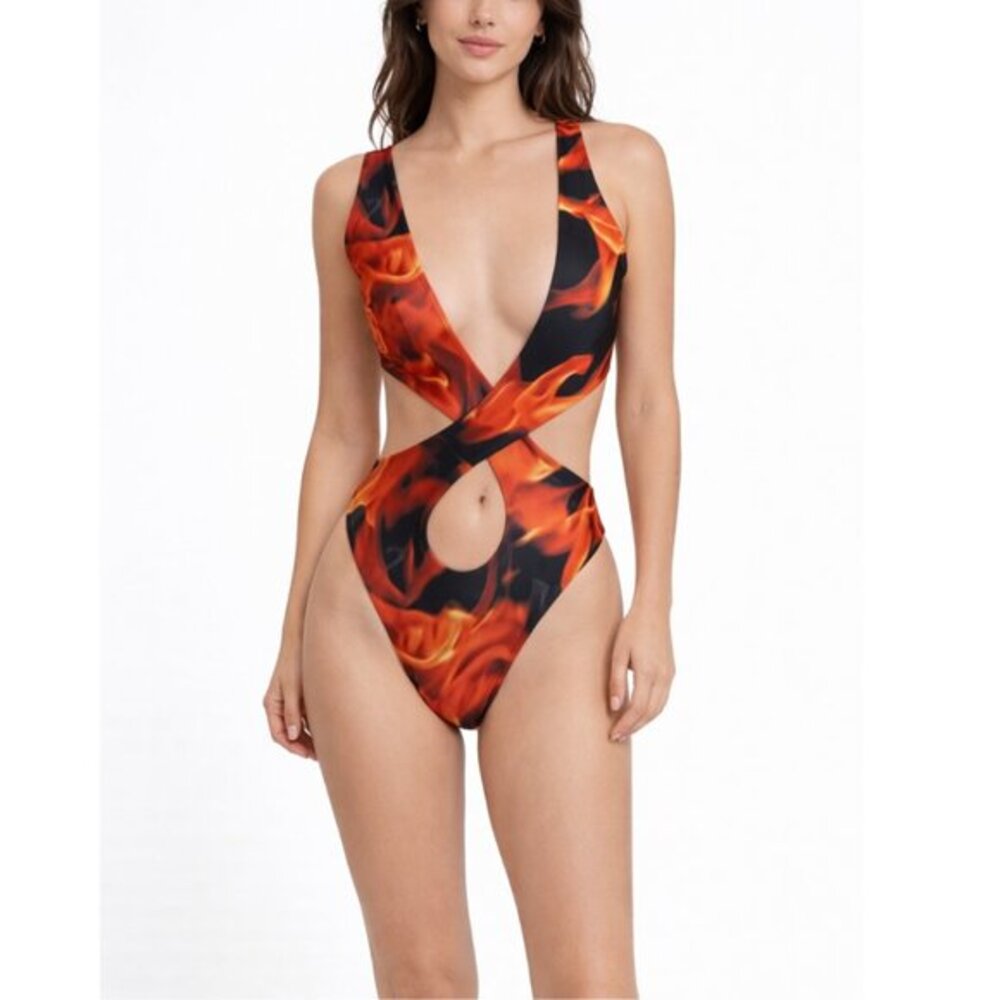 ALT‎ NWT Juno Cutout Swimsuit Women’s XS Red One Piece High Leg Crossover
